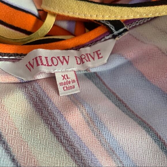 Willow Drive Tangerine Striped Strappy Back Short Sleeve Top Size XL - Picture 7 of 8